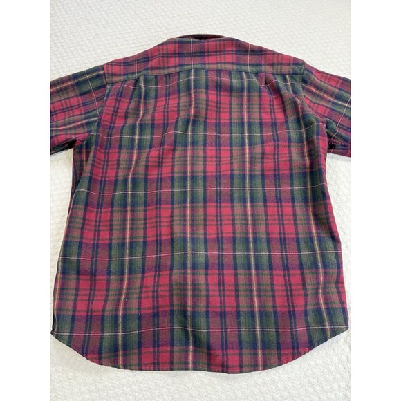 Pendleton Plaid Flannel Shirt Long Sleeve 100% Wool | Red and Green | Size Large - Picture 8 of 14